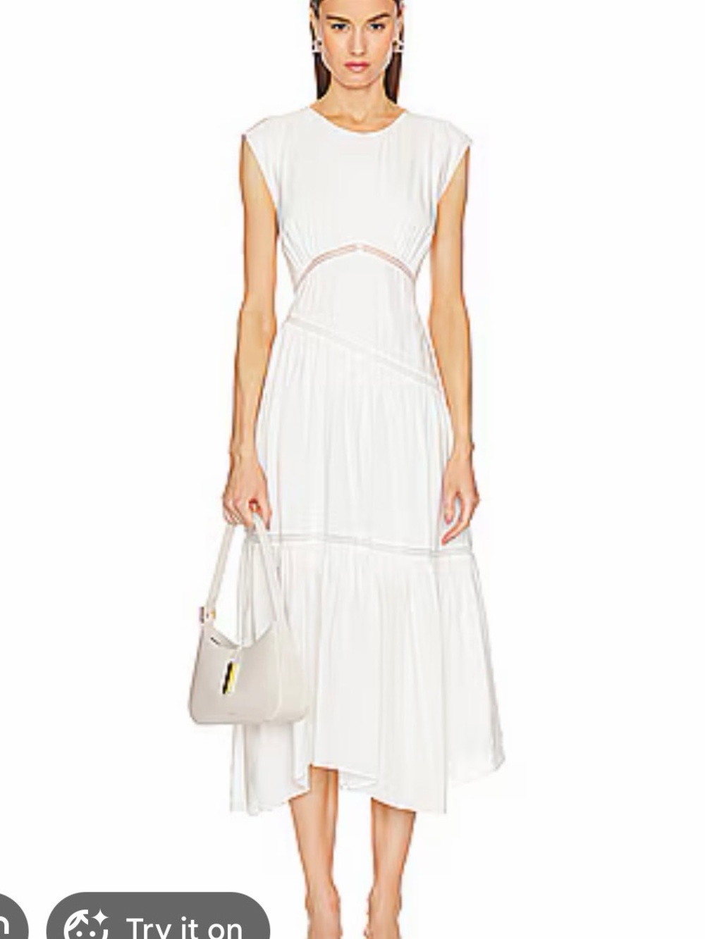 Sleeveless White Tiered Midi Dress - Picture 2 of 9